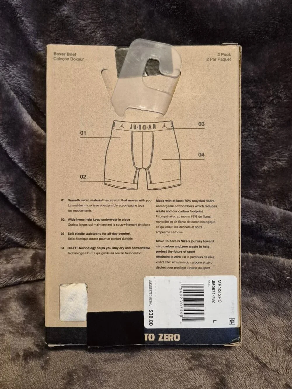 Jordan Flight Micro Dri-Fit Boxer Briefs 2 Pack Mens Large 36